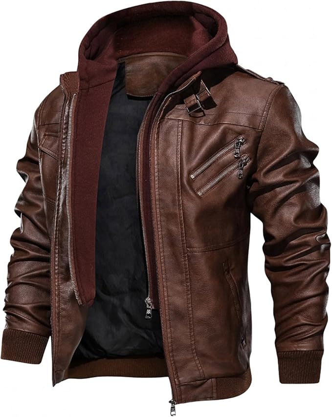 Leather jacket-Brown colour