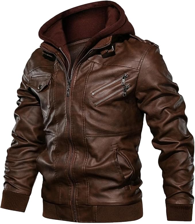 Leather jacket-Brown colour